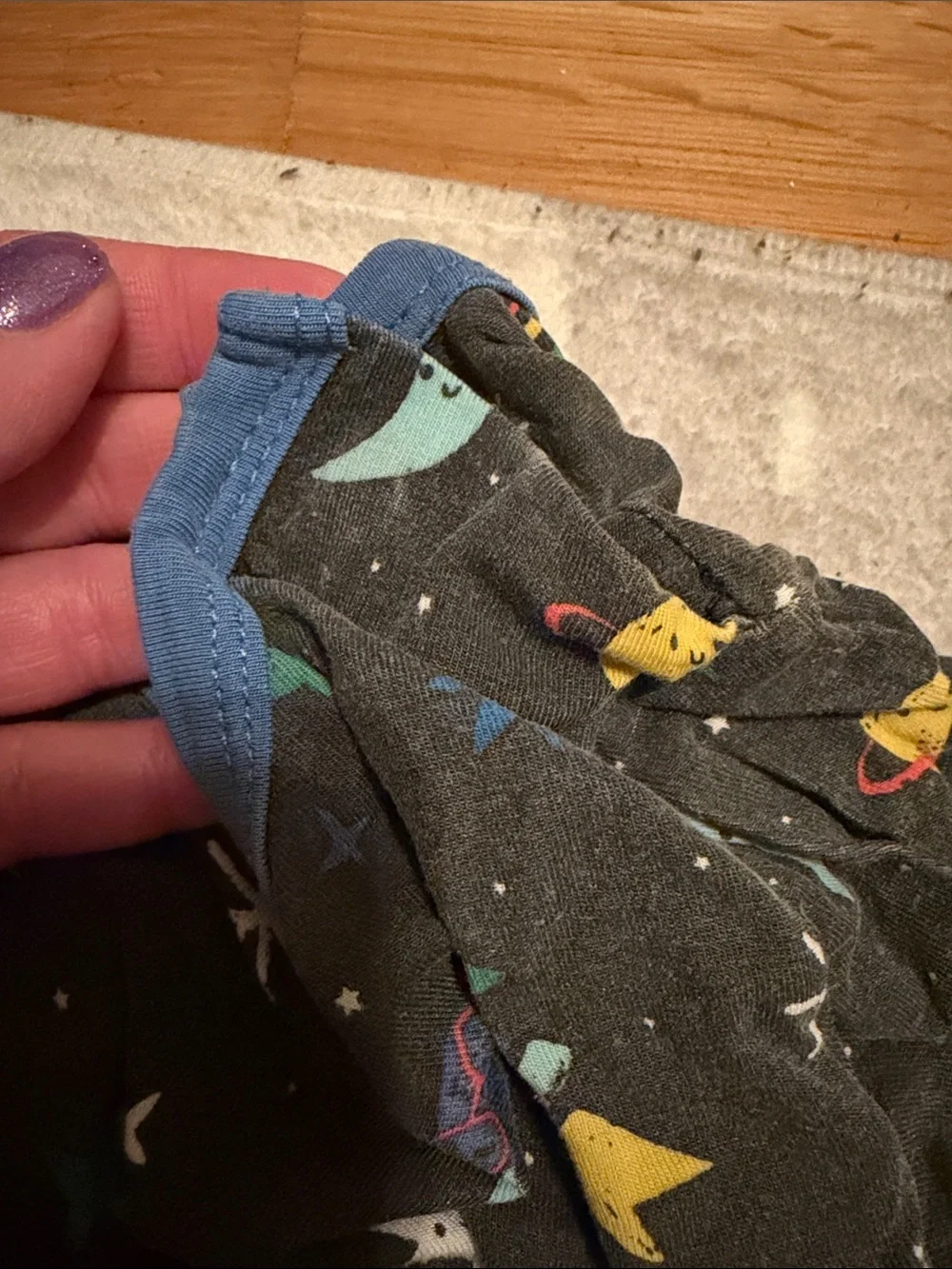 Magnetic Me Space Rocket Pajama Set - Gray with Blue Trim